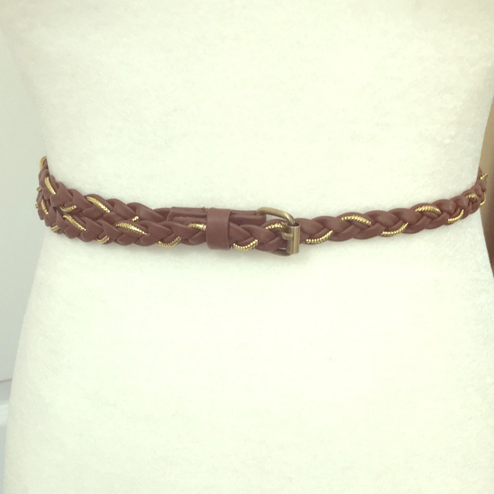 Brown and Gold Braided Belt